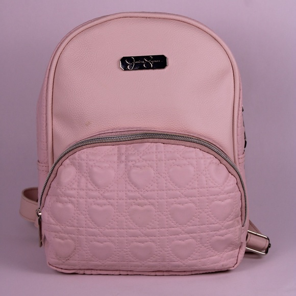 Jessica Simpson Blush Pink Mini Backpack with Quilted Heart Design - Picture 1 of 9